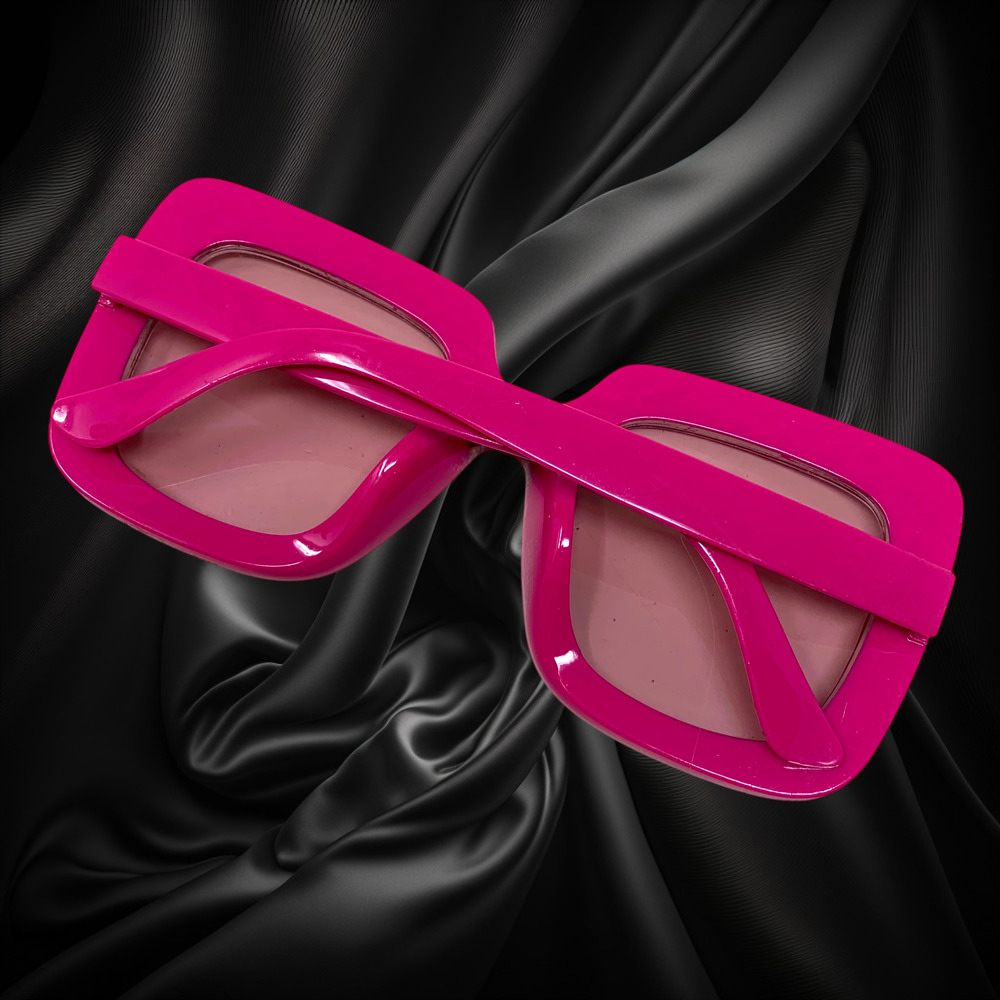 Vintage Y2K Hot Pink Oversized Sunglasses Maximalist Diva Costume Barbiecore - Picture 2 of 4